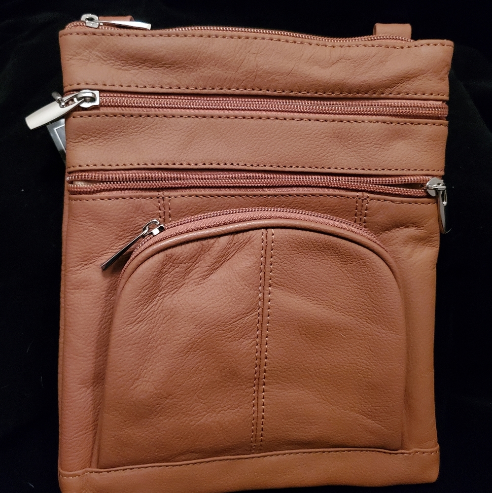 Roma Leather Brown Crossbody Bag